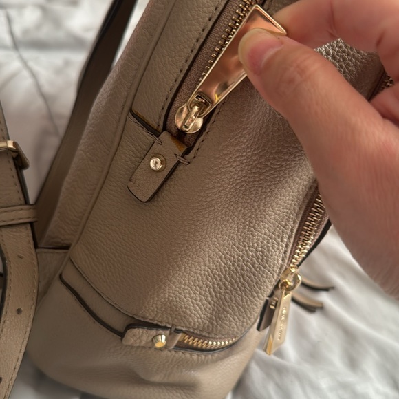 Michael Kors Rhea zip leather backpack in color truffle - Picture 10 of 14